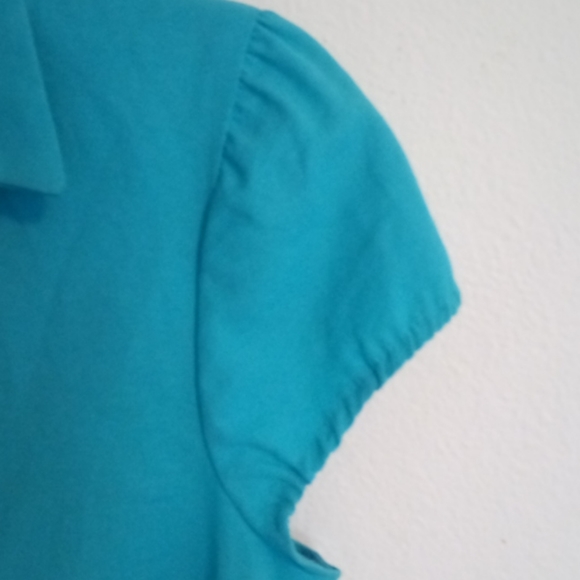 BCBG MAX AZARIA SHORT SLEEVE TURQUOISE SHIRT - Picture 5 of 6
